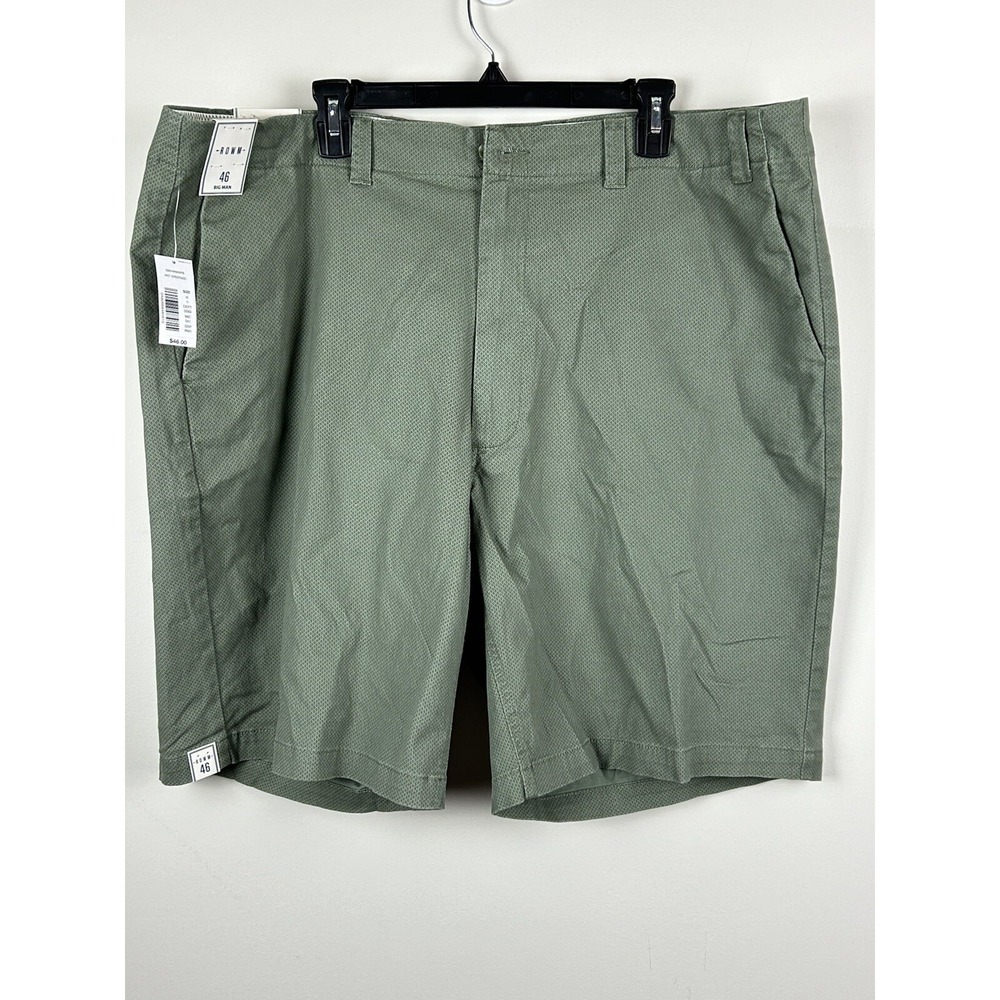 NWT ROWM Big Man Flat Front Stretch Walking Shorts Size 46 Green 4 Pockets 10"